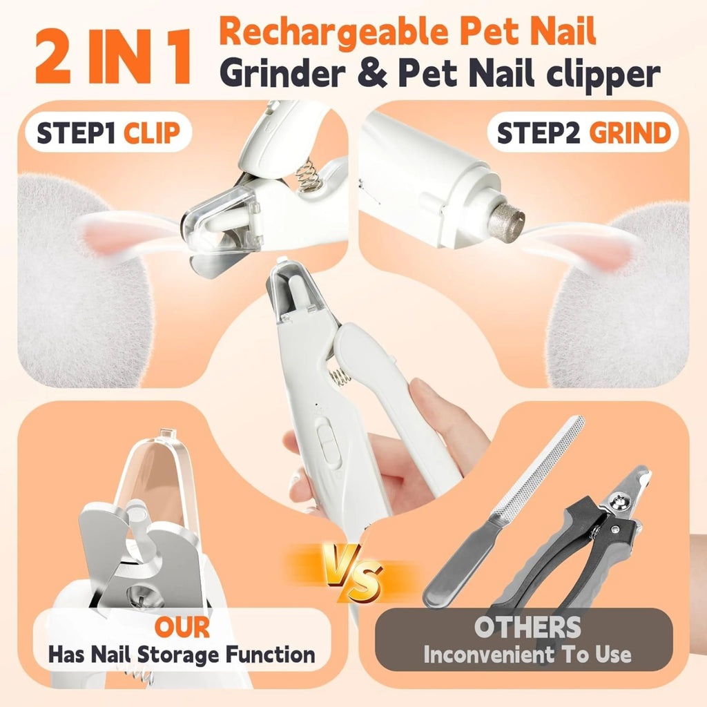 2-in-1 LED Bloodline-Illuminating Pet Nail Clipper & Grinder